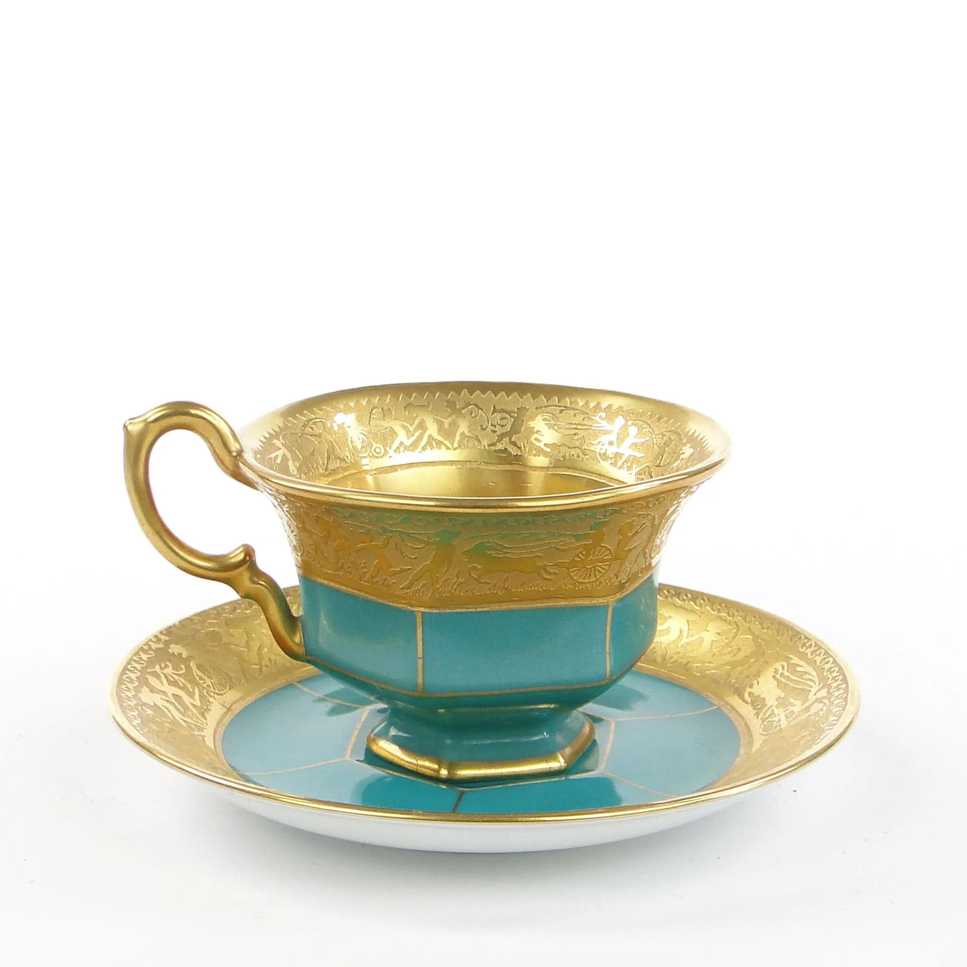 Mocha Cup Art Deco, turquoise porcelain, Schlaggenwald, Czechoslovakia, 1920s - 9783