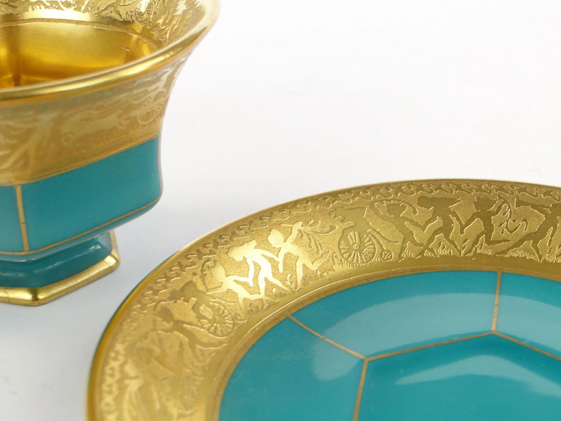 Mocha Cup Art Deco, turquoise porcelain, Schlaggenwald, Czechoslovakia, 1920s - 9791