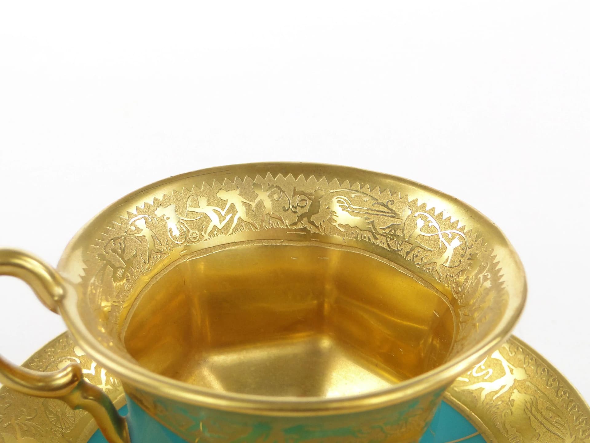 Mocha Cup Art Deco, turquoise porcelain, Schlaggenwald, Czechoslovakia, 1920s - 9787