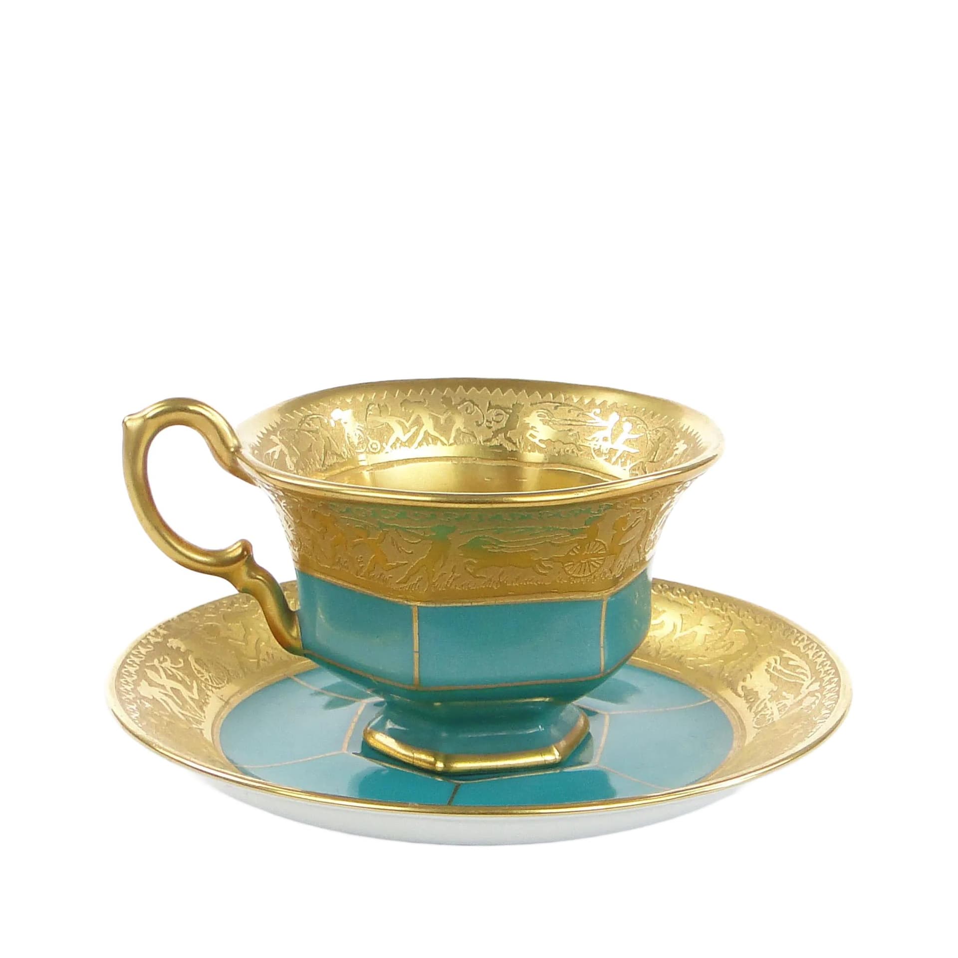 Mocha Cup Art Deco, turquoise porcelain, Schlaggenwald, Czechoslovakia, 1920s