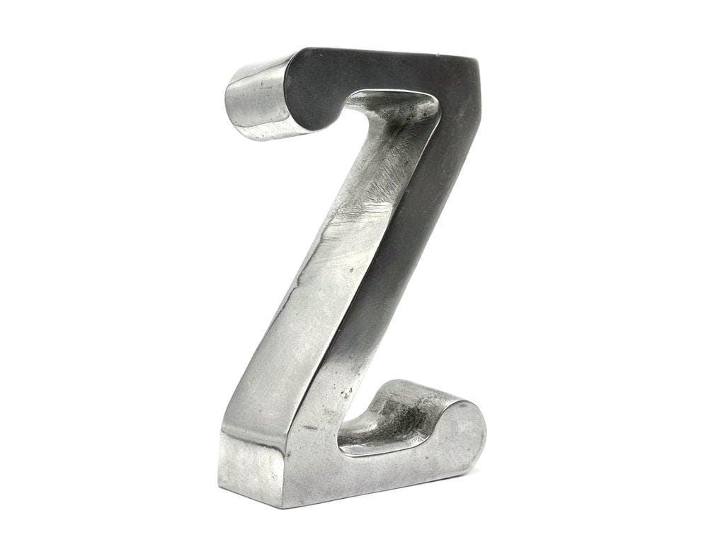 Litera stojąca Z, srebrny, aluminium, Polska, lata 70.