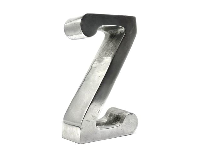 Litera stojąca Z, srebrny, aluminium, Polska, lata 70. - WYMIARY