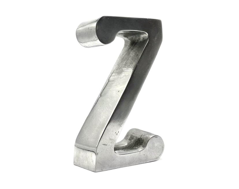 Litera stojąca Z, srebrny, aluminium, Polska, lata 70.