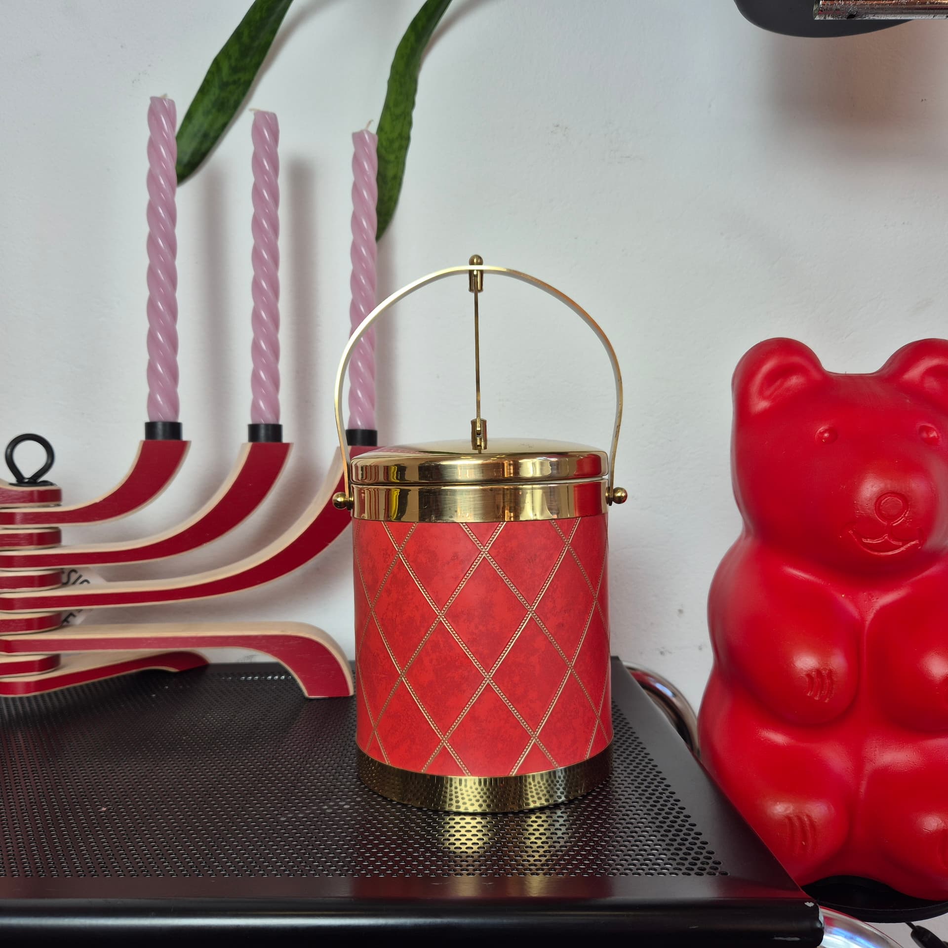 Pojemnik na lód, czerwony, plastik, Niemcy, lata 60. - 142759