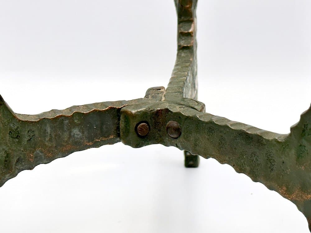 Świecznik brutalistyczny, patynowana miedź zielona, Polska, lata 70. - 156548