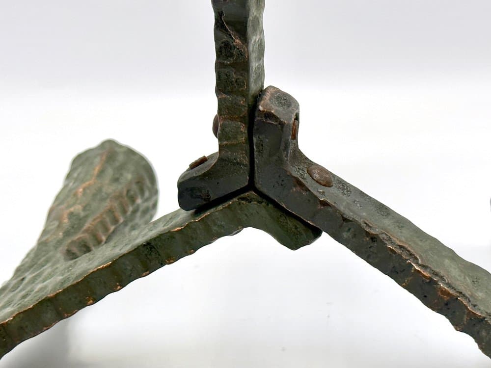 Świecznik brutalistyczny, patynowana miedź zielona, Polska, lata 70. - 156549