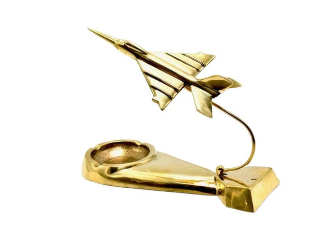 Model biurkowy Mig-21, złoty, mosiądz, Polska, lata 50. - WYMIARY