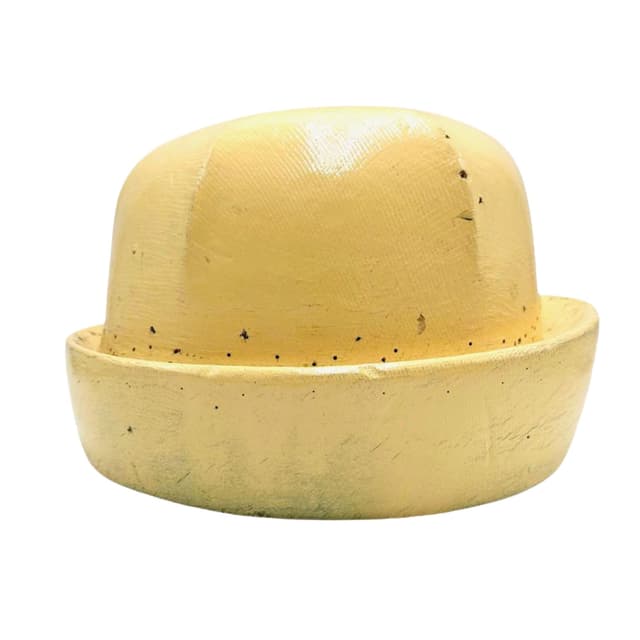 Forma kapeluszowa Art Déco, żółty, drewno, Francja, lata 30. - WYMIARY