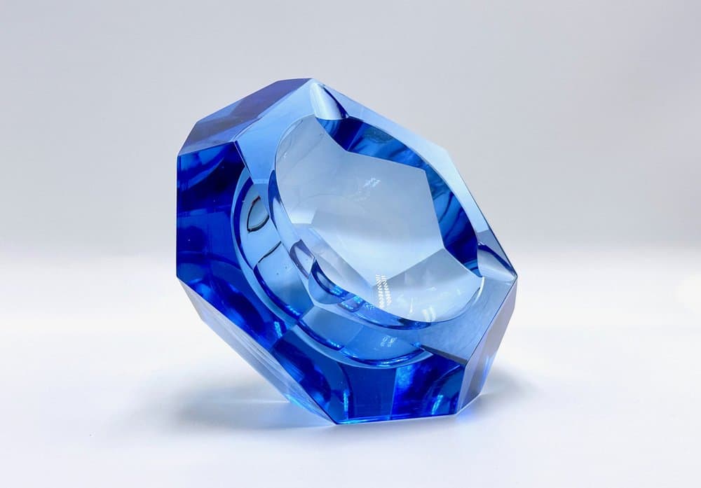 Popielniczka Art déco, niebieski, kryształ, Niemcy, lata 30. - 156617