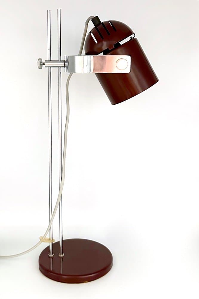 Table lamp, dark brown, chrome steel, by S. Indra, Czech Republic, 1970s. - 156625