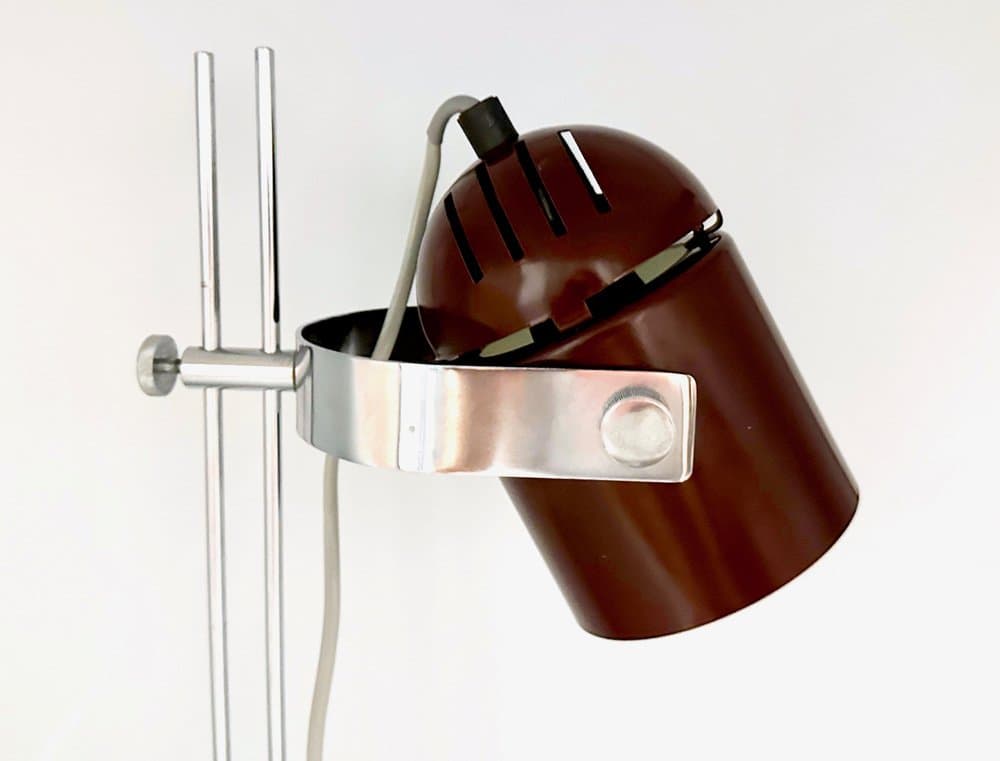 Table lamp, dark brown, chrome steel, by S. Indra, Czech Republic, 1970s. - 156627