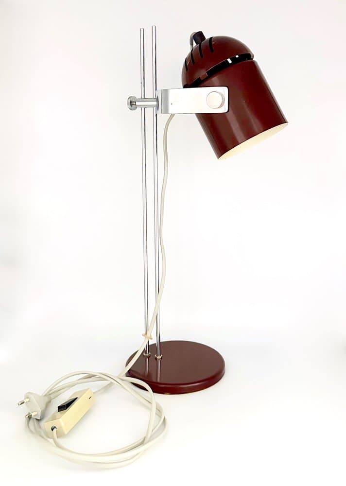 Table lamp, dark brown, chrome steel, by S. Indra, Czech Republic, 1970s. - 156626