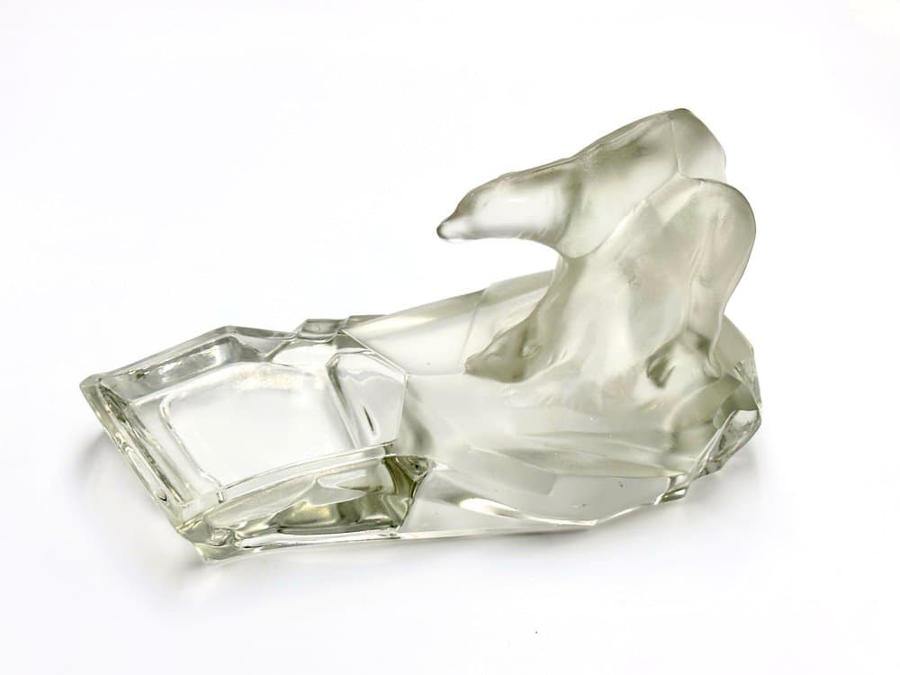 Popielniczka Art Deco, transparent, szkło, Czechy, lata 30. - 156633