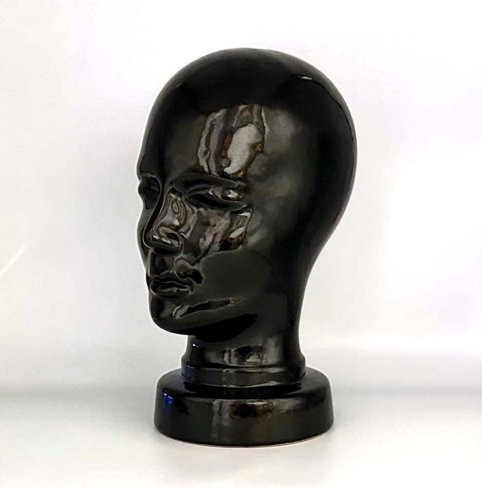 Figura głowy, czarny, ceramika, Niemcy, lata 70. - 156680