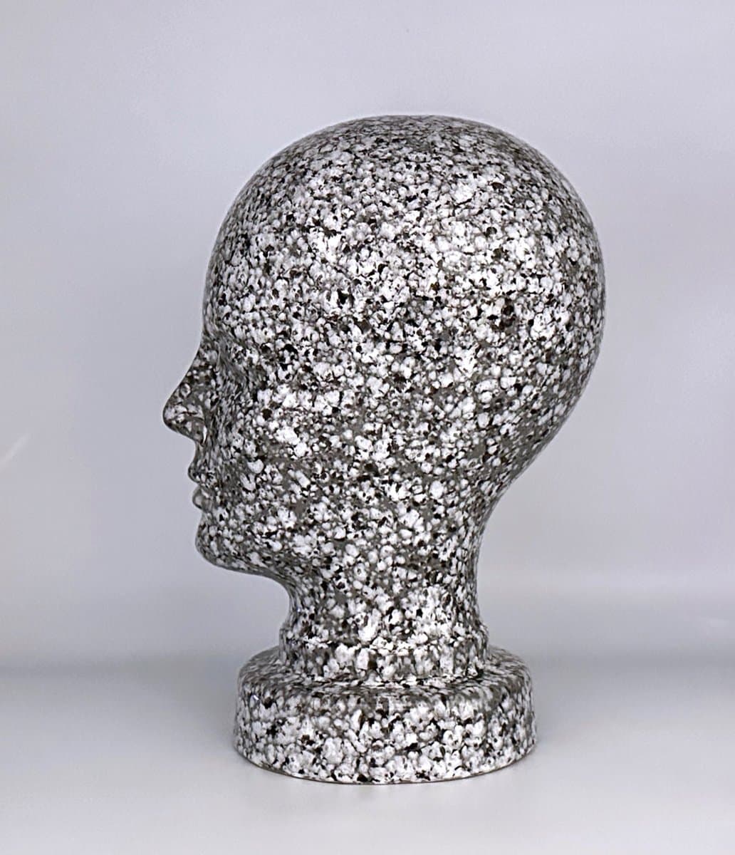 Rzeźba głowa No 701, szary, ceramika, Scheurich, Niemcy, lata 70. - 156693