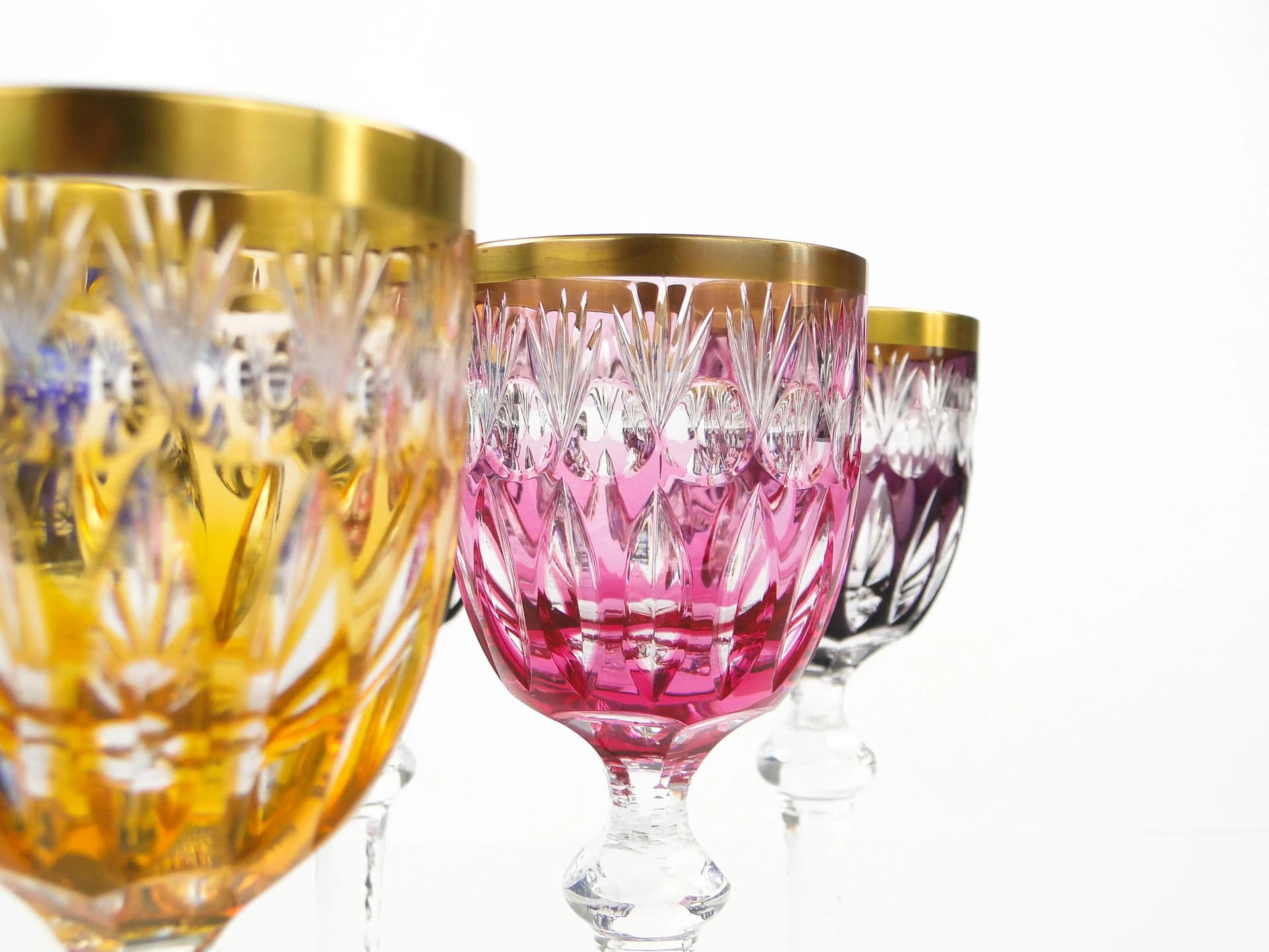 Set of liqueur glasses, Art Deco, multicolor, crystal, Poland, 1920s - 9752