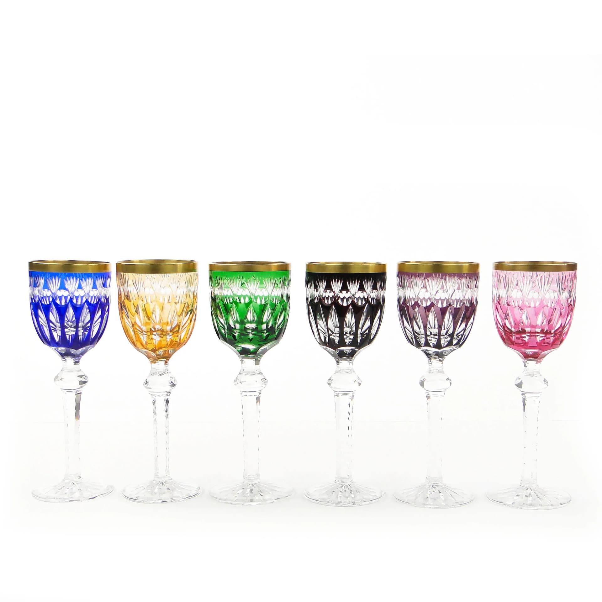 Set of liqueur glasses, Art Deco, multicolor, crystal, Poland, 1920s - 9754