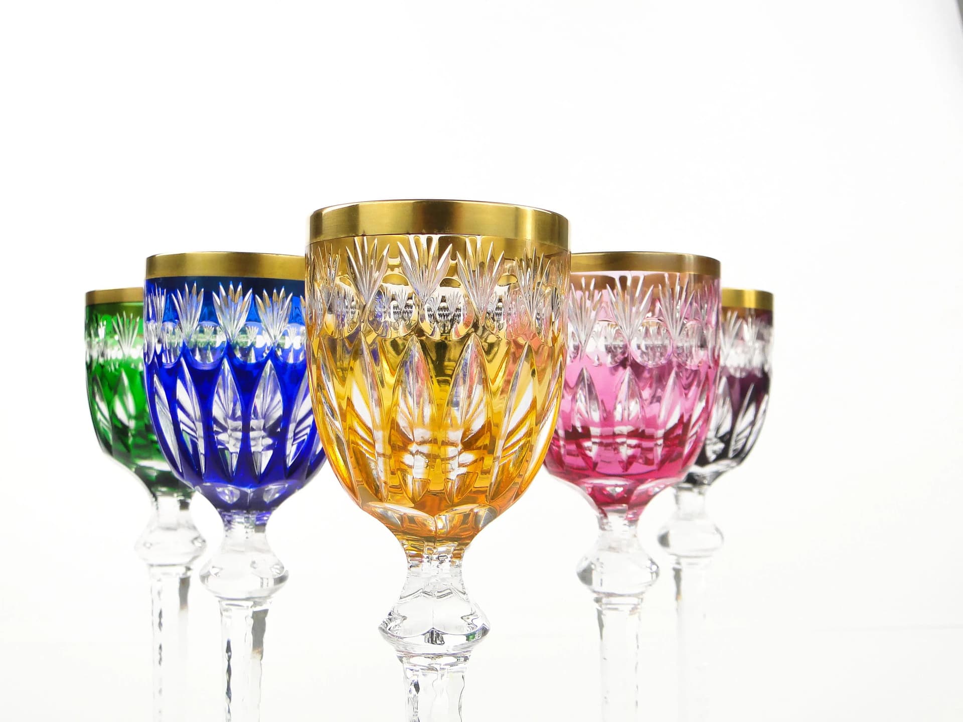 Set of liqueur glasses, Art Deco, multicolor, crystal, Poland, 1920s - 9751