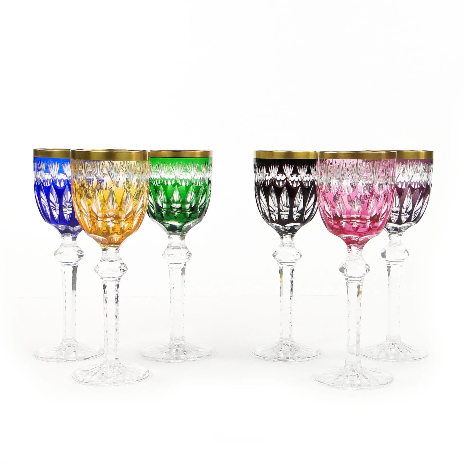 Set of liqueur glasses, Art Deco, multicolor, crystal, Poland, 1920s - 9747