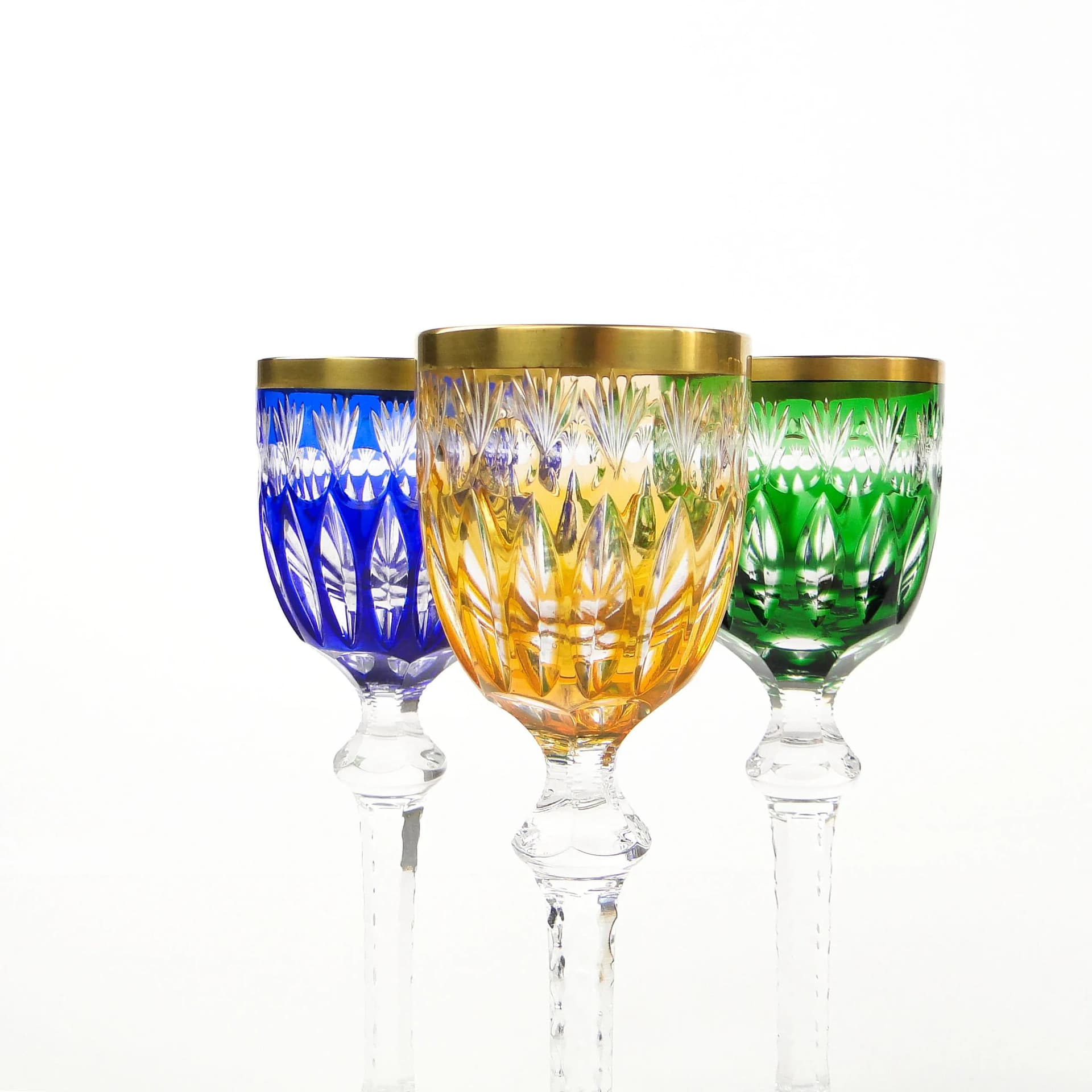 Set of liqueur glasses, Art Deco, multicolor, crystal, Poland, 1920s - 9748