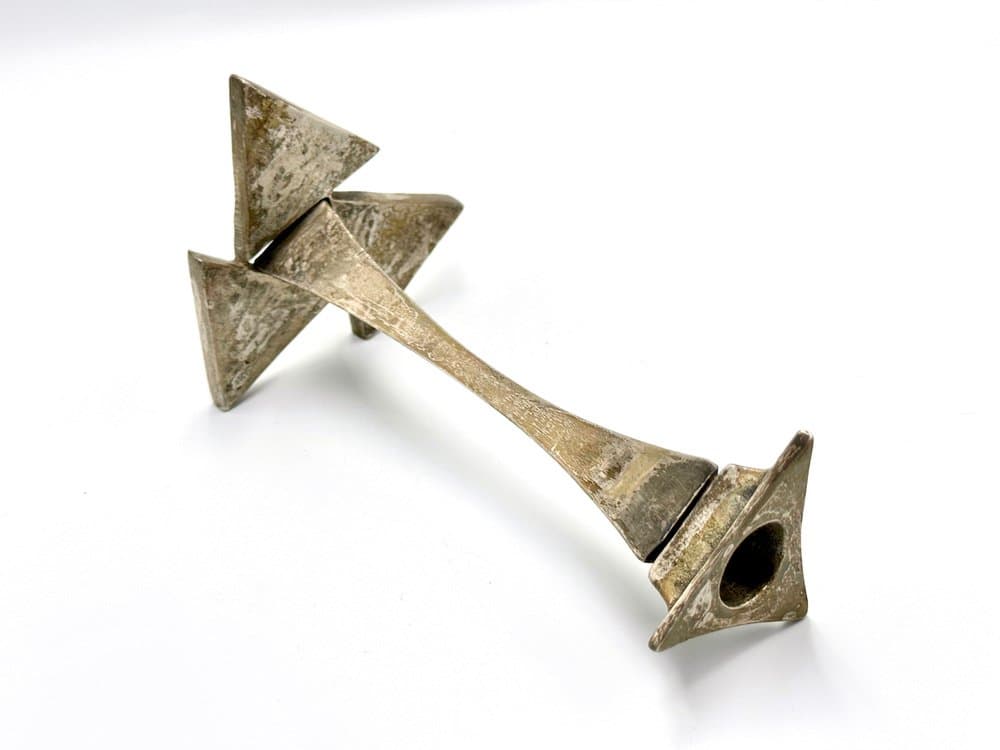 Świecznik Brutalistyczny, srebro, stal, lata 70. - 156736