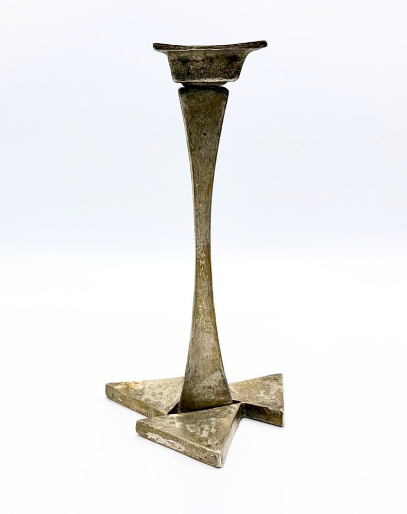 Świecznik Brutalistyczny, srebro, stal, lata 70. - 156731