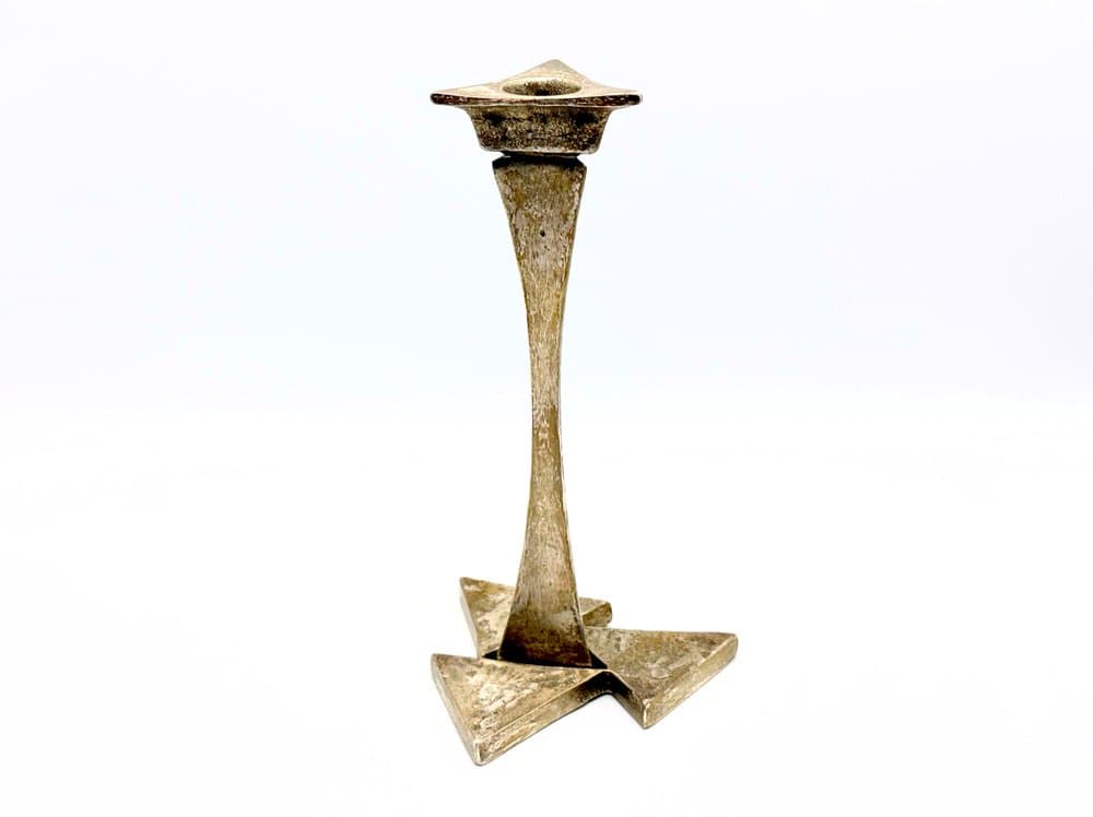 Świecznik Brutalistyczny, srebro, stal, lata 70. - 156732