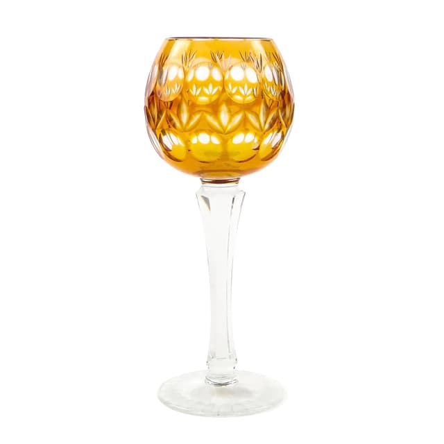 Kielich art déco, złoty, kryształ, Austria, lata 30. - WYMIARY