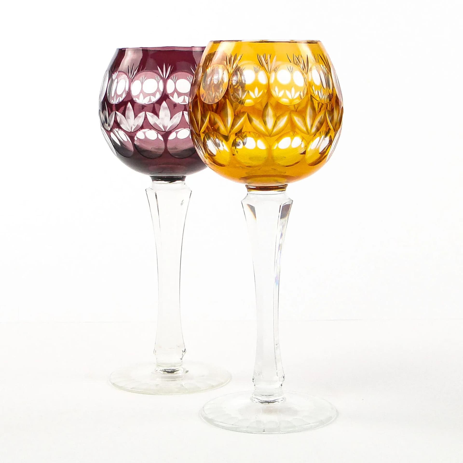 Kielich art déco, złoty, kryształ, Austria, lata 30. - 9742