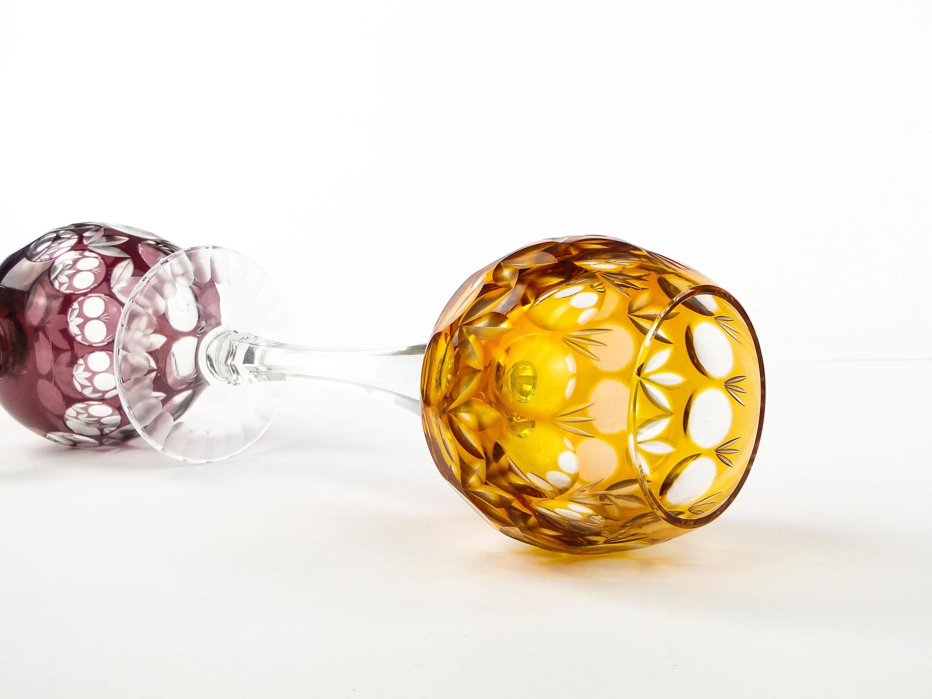 Kielich art déco, złoty, kryształ, Austria, lata 30. - 9745