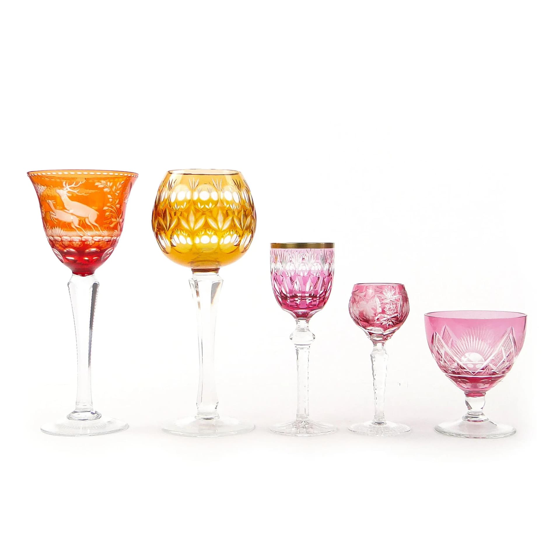 Kielich art déco, złoty, kryształ, Austria, lata 30. - 9737