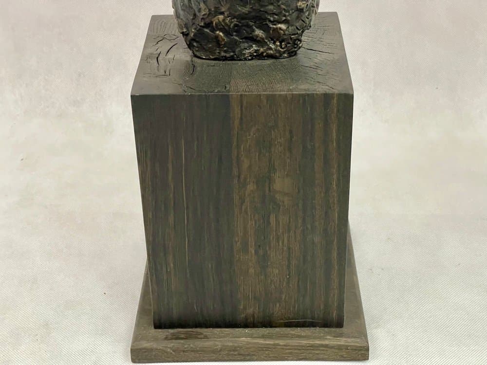 Komplet rzeźb Popiersie Pani M. S., brąz brązowy, gips biały, dąb czarny, art. J. Galica, Polska, lata 60. - 156819