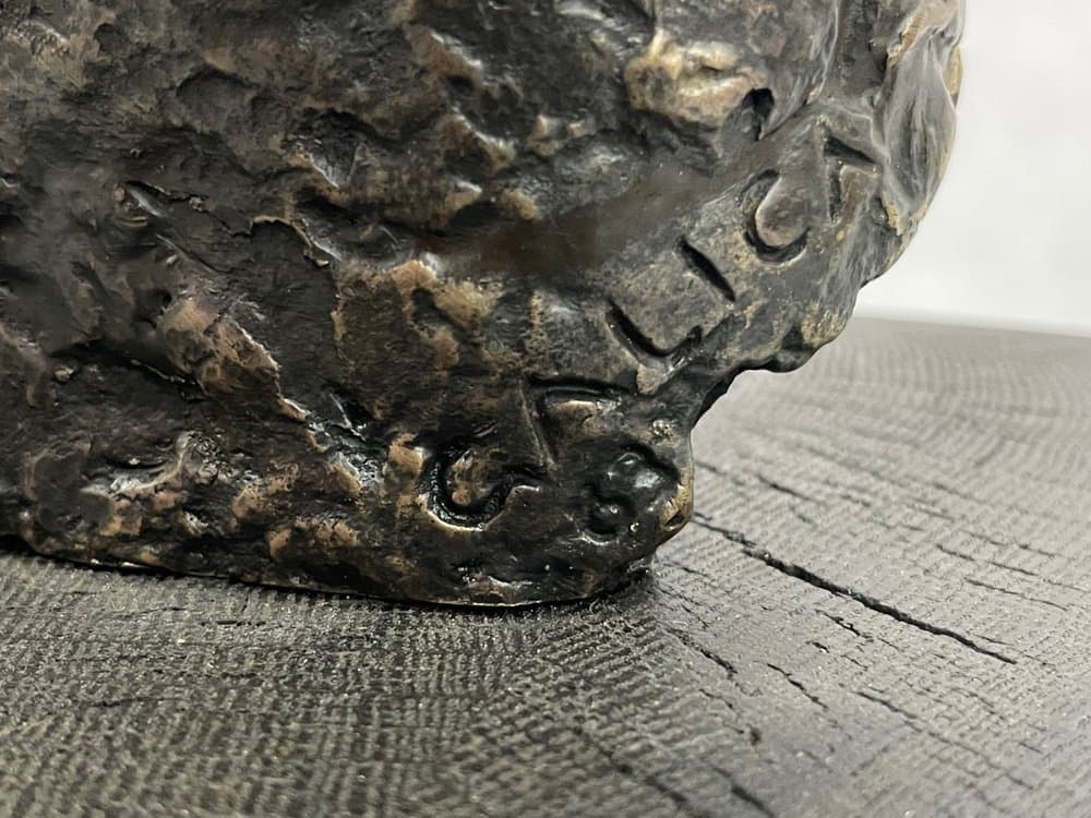 Komplet rzeźb Popiersie Pani M. S., brąz brązowy, gips biały, dąb czarny, art. J. Galica, Polska, lata 60. - 156815