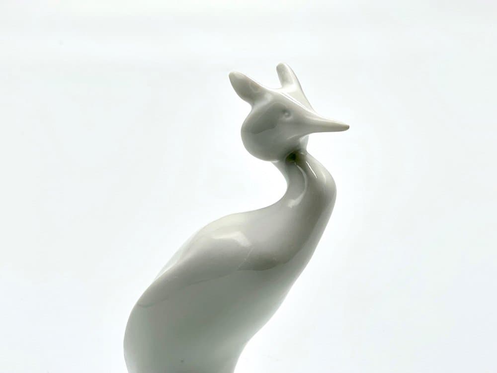 Figurka czapli, biały, porcelana, Royal Dux Bohemia, Czechy, lata 60. - 156854