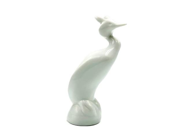 Figurka czapli, biały, porcelana, Royal Dux Bohemia, Czechy, lata 60. - WYMIARY