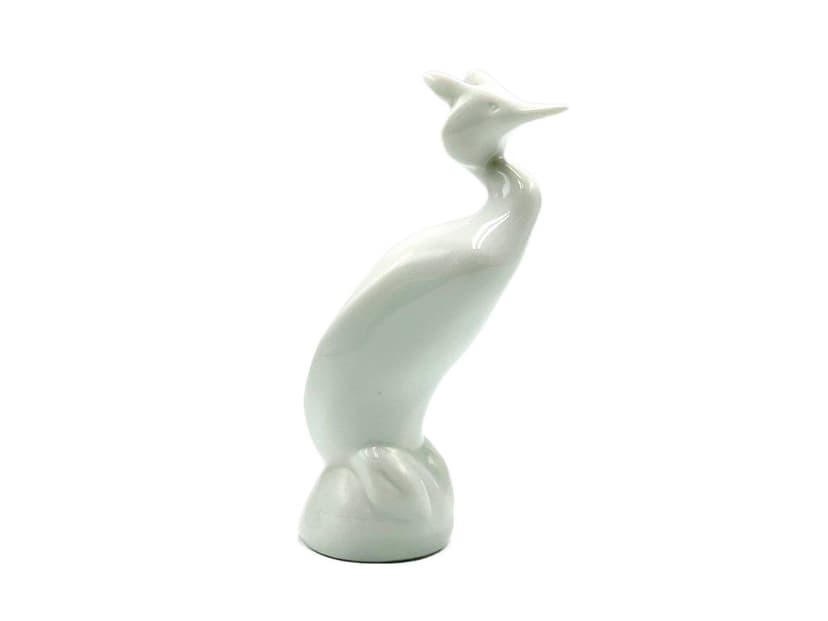 Figurka czapli, biały, porcelana, Royal Dux Bohemia, Czechy, lata 60.