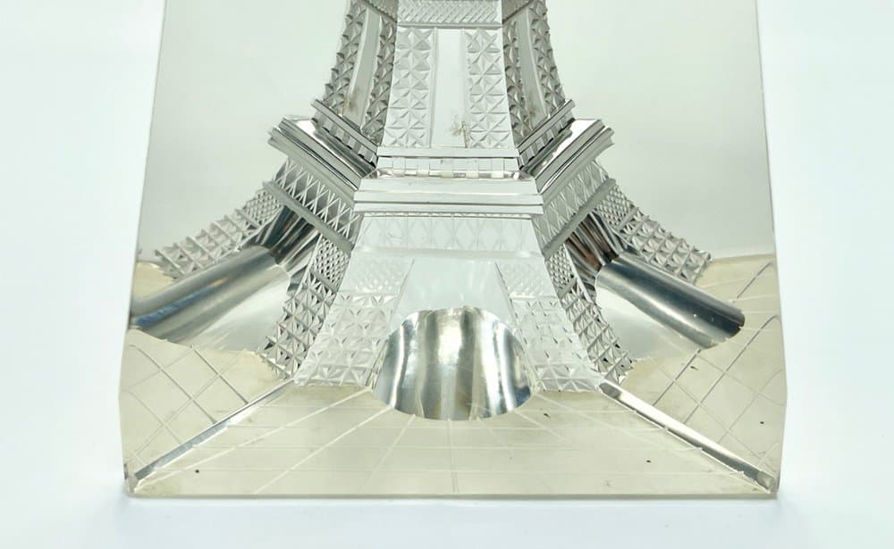 Obelisk Wieża Eiffla, transparentny, kryształ, Czechy, lata 80. - 156864