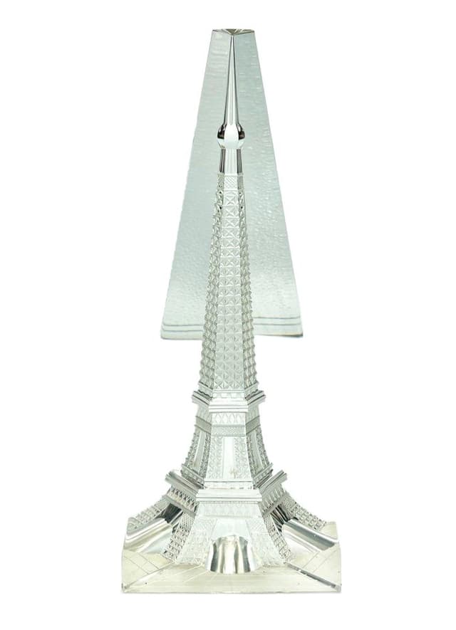 Obelisk Wieża Eiffla, transparentny, kryształ, Czechy, lata 80. - WYMIARY