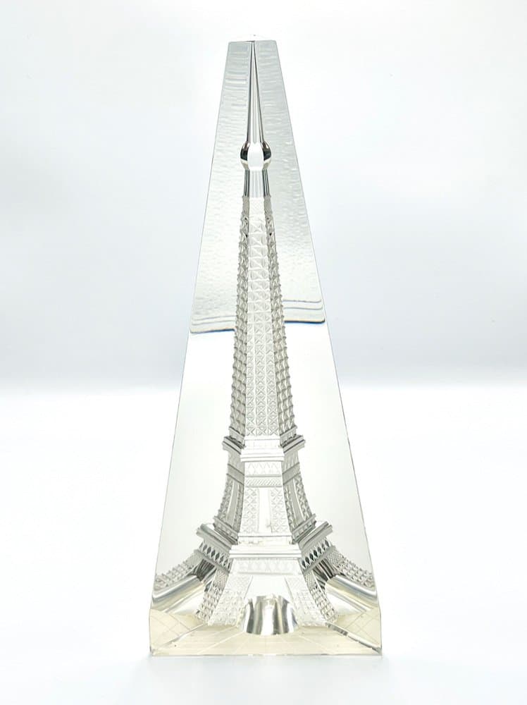 Obelisk Wieża Eiffla, transparentny, kryształ, Czechy, lata 80. - 156857