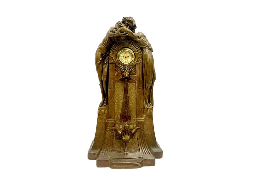 Table Clock No 112 Fontaine de Labour, brown, plaster, France, early 20th c.