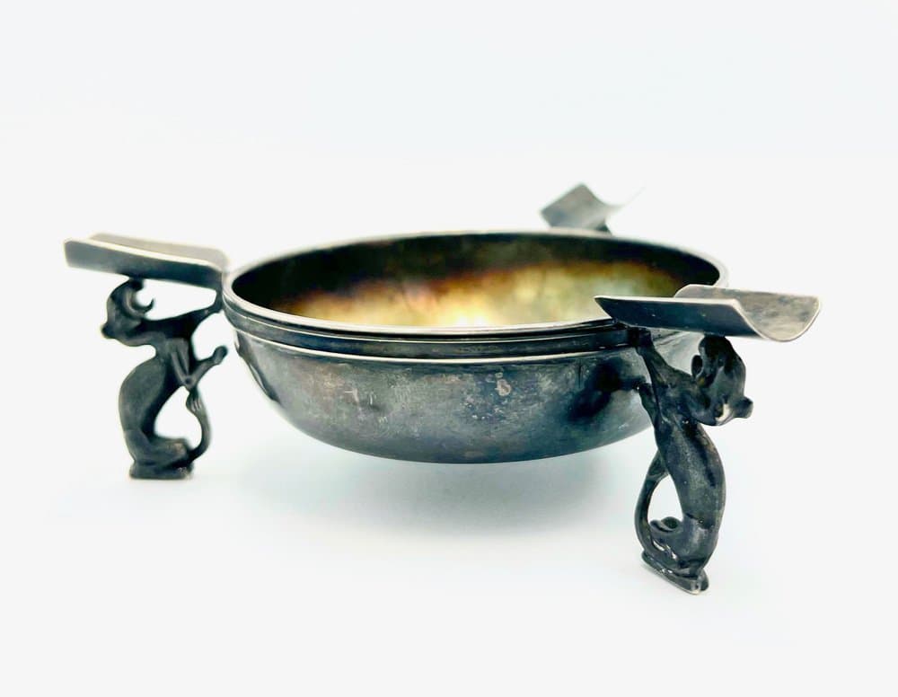 Popielniczka Three Panthers, srebrny, metal platerowany srebrem, lata 60. - 156916