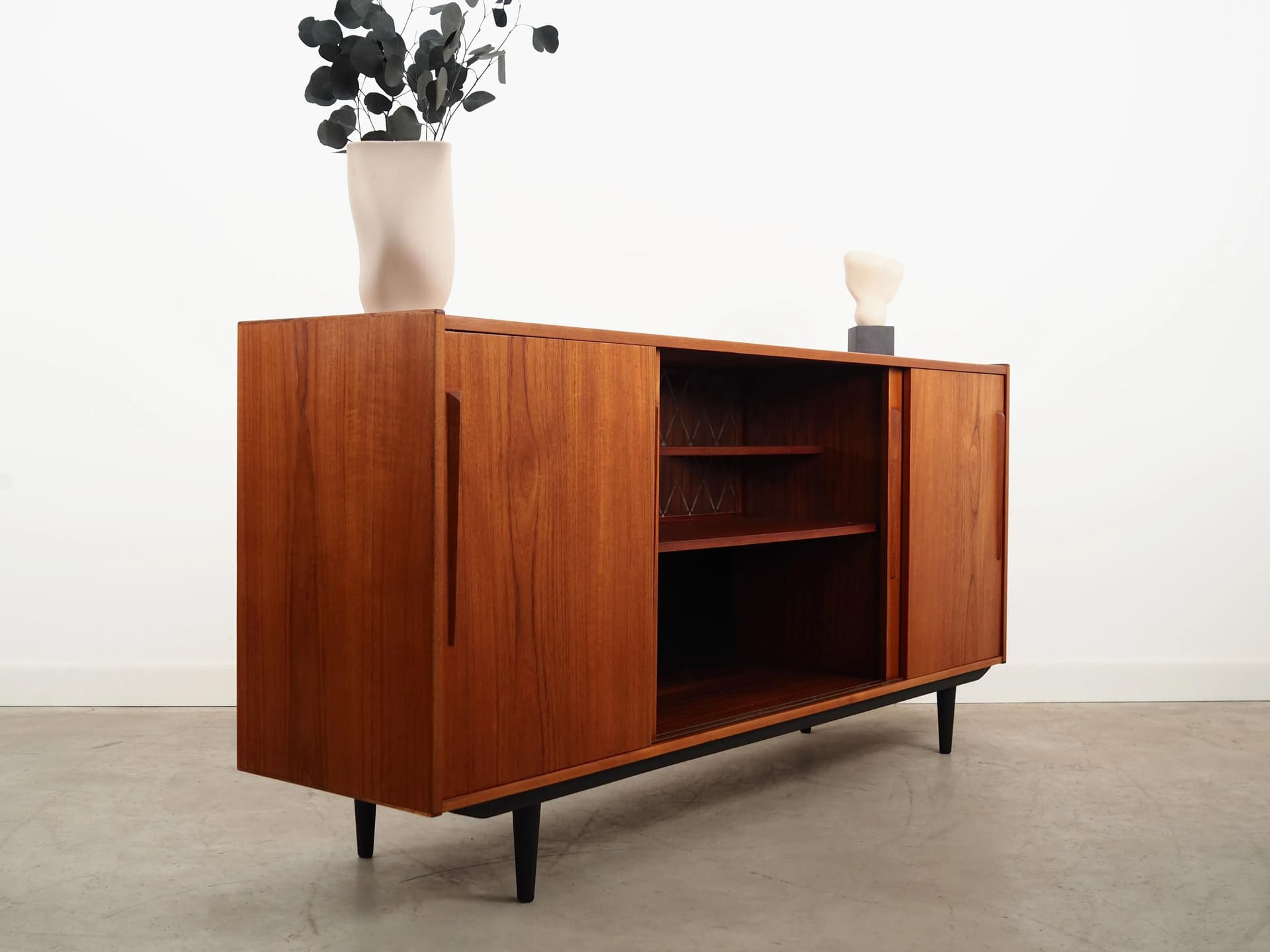 Sideboard, orange teak, Denmark, 1970s. - 9905
