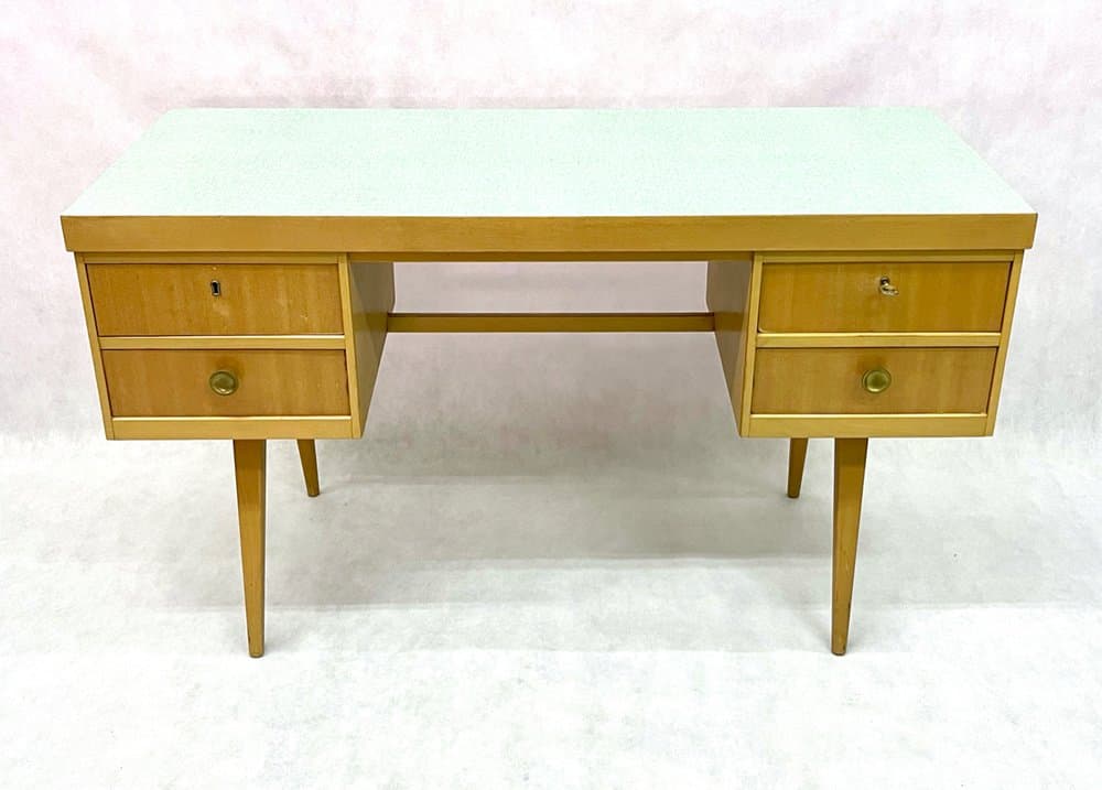 Biurko, beżowy, drewno, Niemcy, lata 60. - 157021