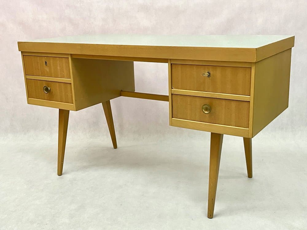 Biurko, beżowy, drewno, Niemcy, lata 60. - 157022