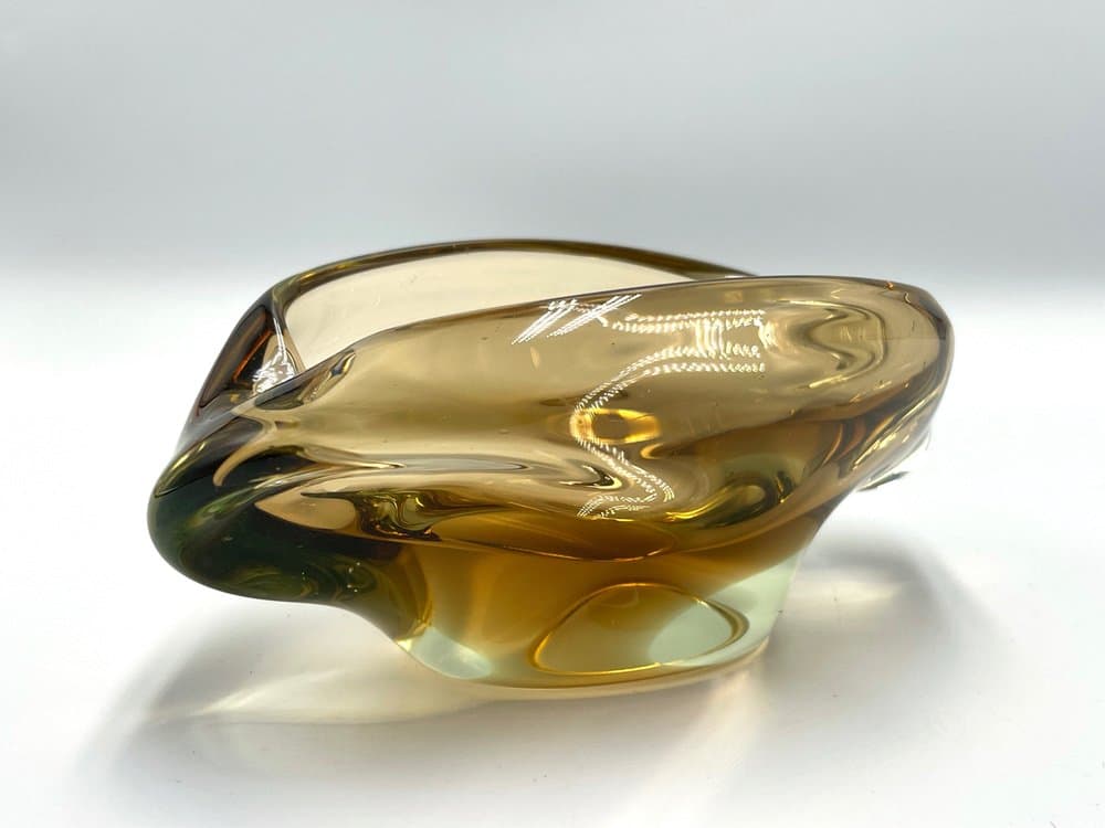 Popielniczka, złoty, szkło, Czechy, lata 60. - 157063