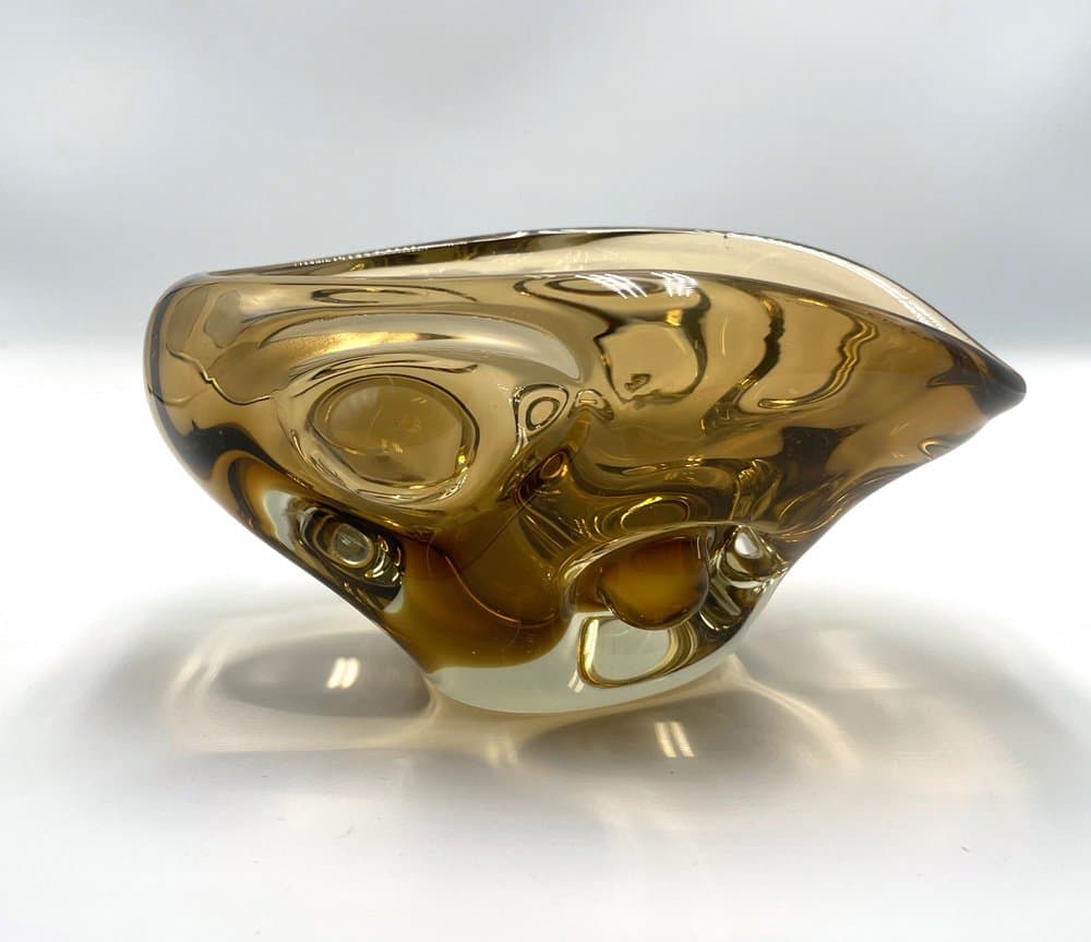 Glass bowl, golden glass, attrib. to J. Beránek, Skrdlovice, Czech Republic, 1960s - 157074