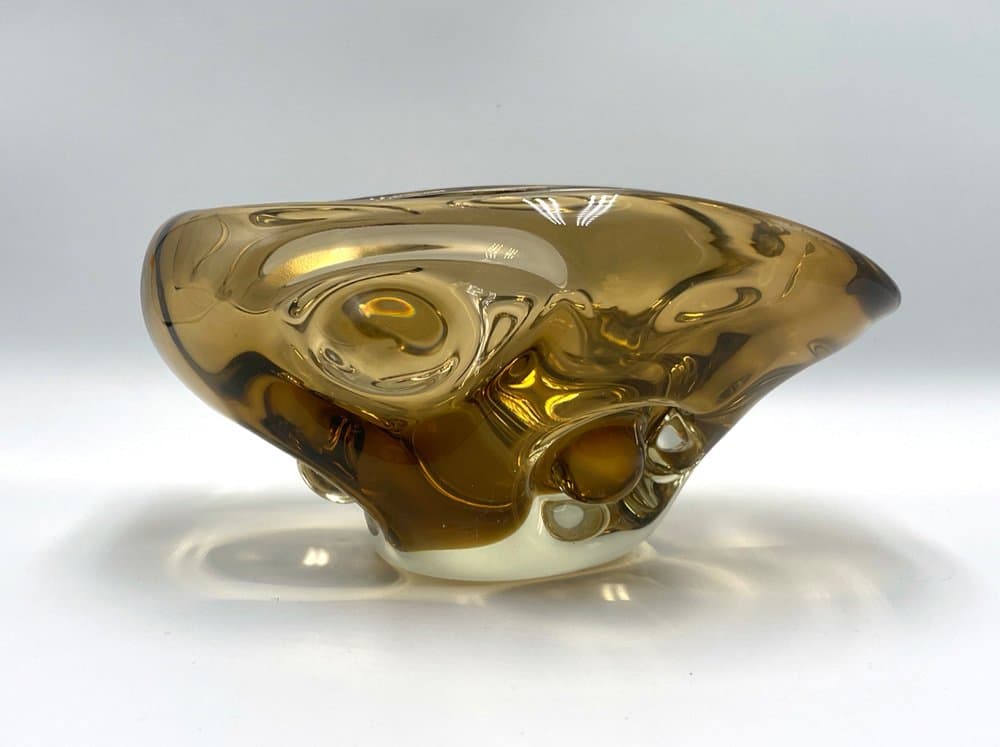 Glass bowl, golden glass, attrib. to J. Beránek, Skrdlovice, Czech Republic, 1960s - 157075