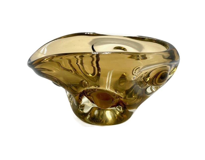 Glass bowl, golden glass, attrib. to J. Beránek, Skrdlovice, Czech Republic, 1960s