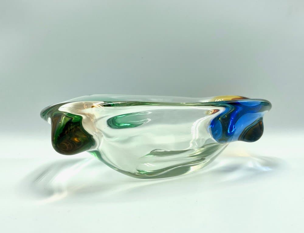 Bowl Rhapsody, multicolor glass, by F. Zemek, Czech Republic, 1960s. - 157089