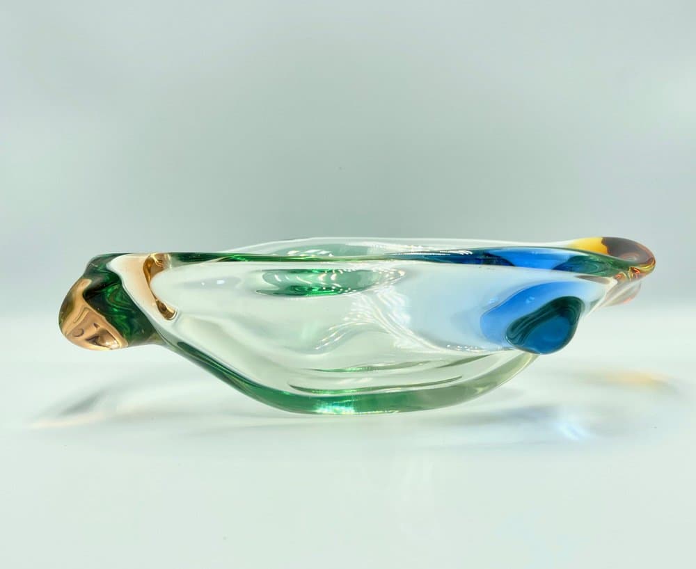 Bowl Rhapsody, multicolor glass, by F. Zemek, Czech Republic, 1960s. - 157085